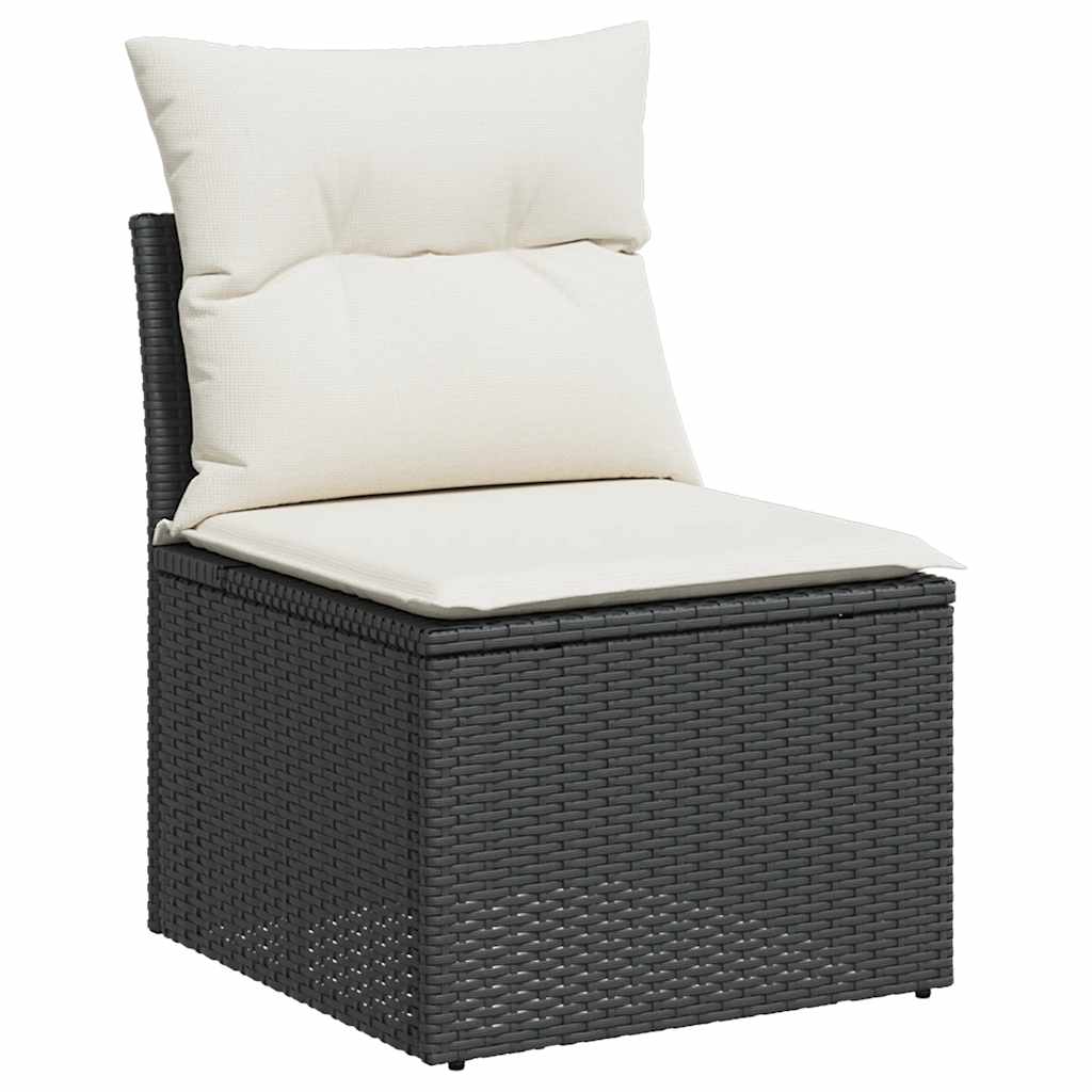 Salon de jardin avec coussins 8 pcs noir résine tressée acacia Salons de jardin vidaXL