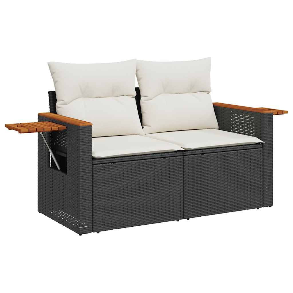Salon de jardin avec coussins 8 pcs noir résine tressée acacia Salons de jardin vidaXL