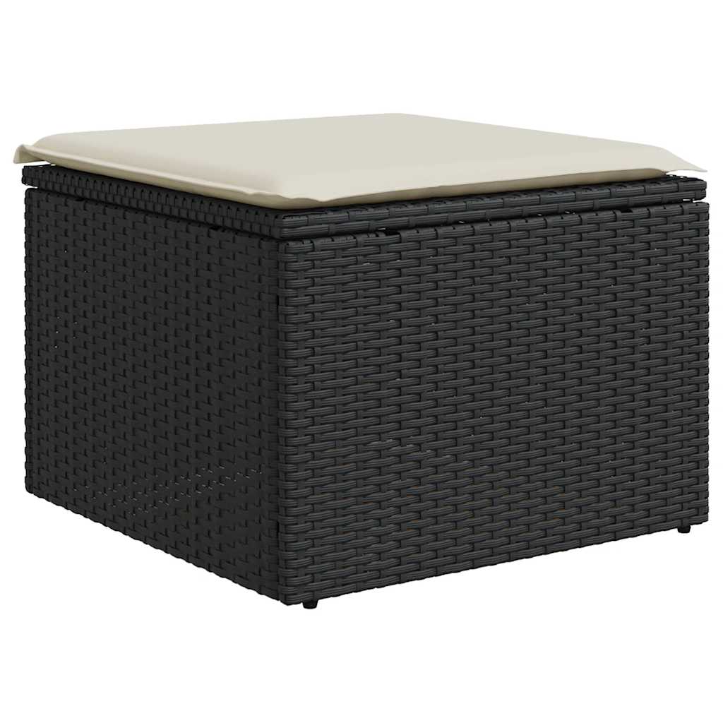 Salon de jardin avec coussins 8 pcs noir résine tressée acacia Salons de jardin vidaXL