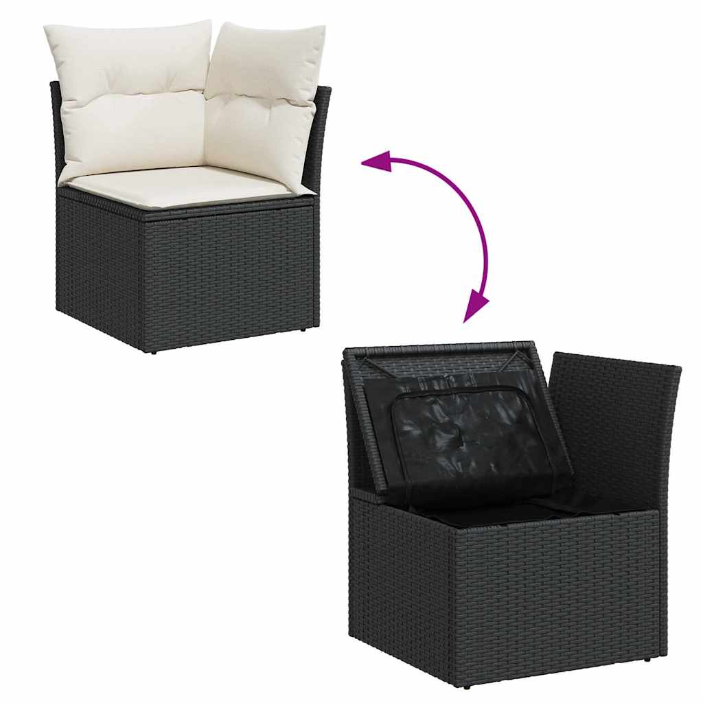 Salon de jardin avec coussins 8 pcs noir résine tressée acacia Salons de jardin vidaXL