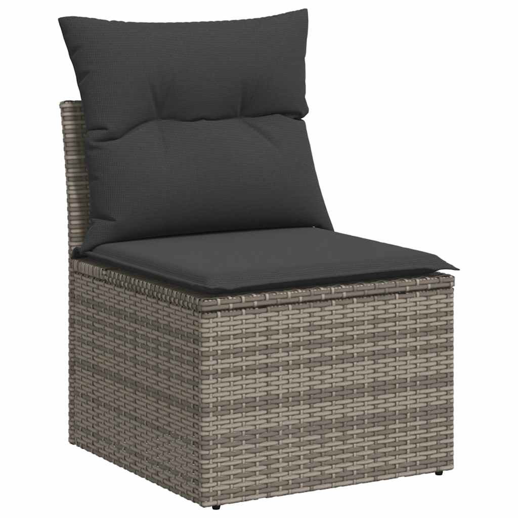 Salon de jardin avec coussins 8 pcs gris résine tressée acacia Salons de jardin vidaXL