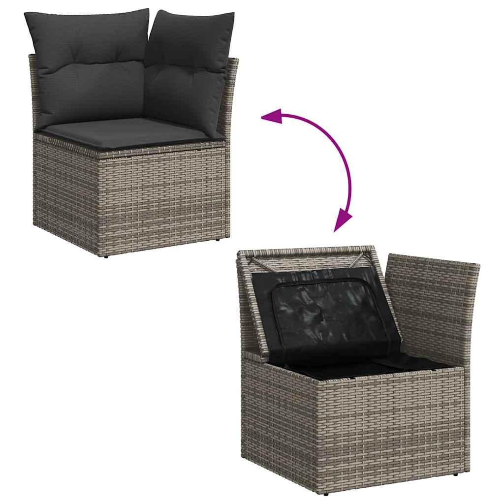 Salon de jardin avec coussins 8 pcs gris résine tressée acacia Salons de jardin vidaXL