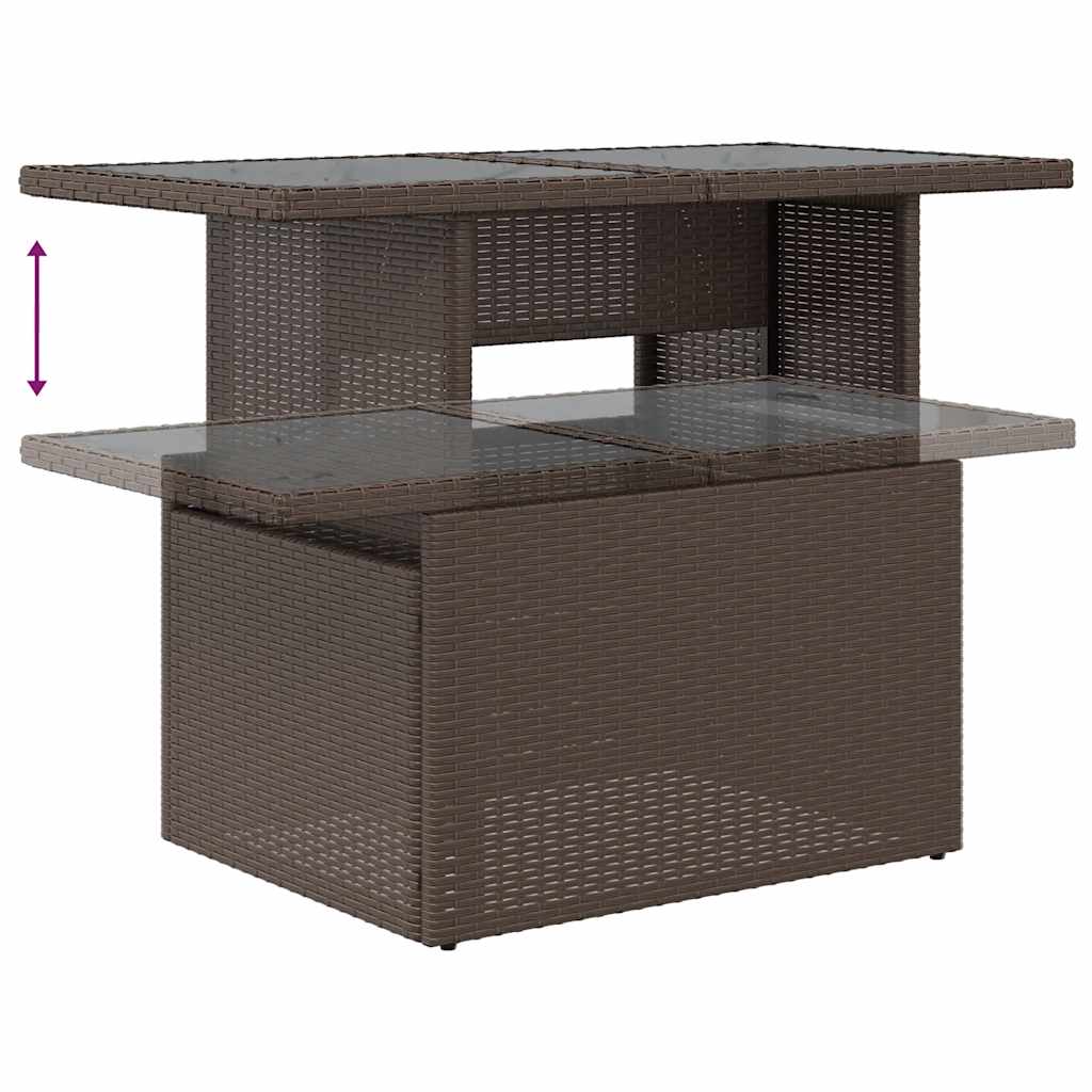 Salon de jardin avec coussins 9pcs marron résine tressée acacia