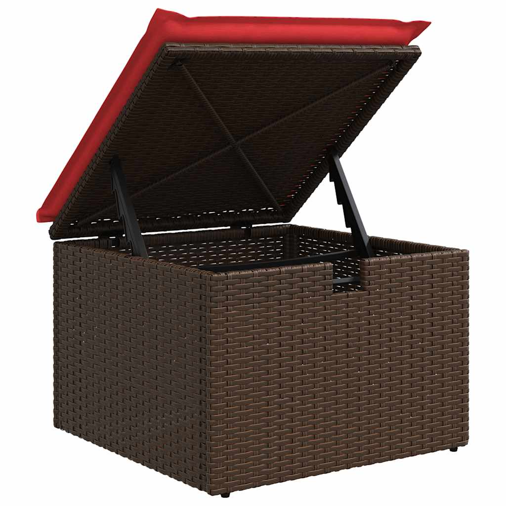 Salon de jardin avec coussins 7 pcs marron résine tressée acacia