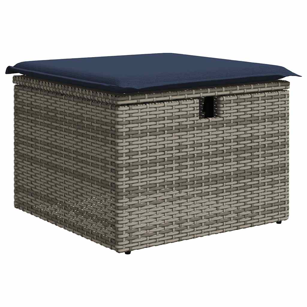Salon de jardin avec coussins 7pcs gris résine tressée acacia
