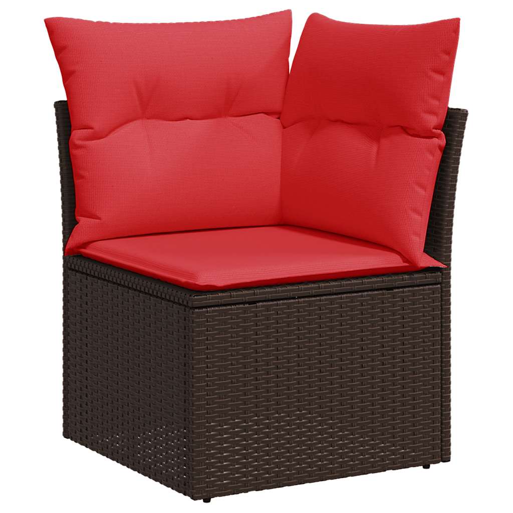 Salon de jardin avec coussins 9 pcs noir résine tressée acacia