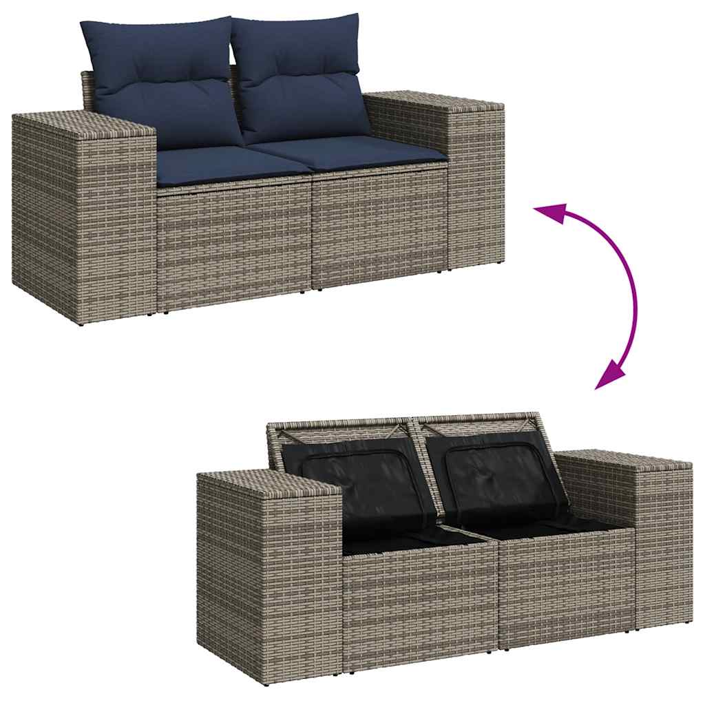 Salon de jardin avec coussins 6pcs marron résine tressée acacia