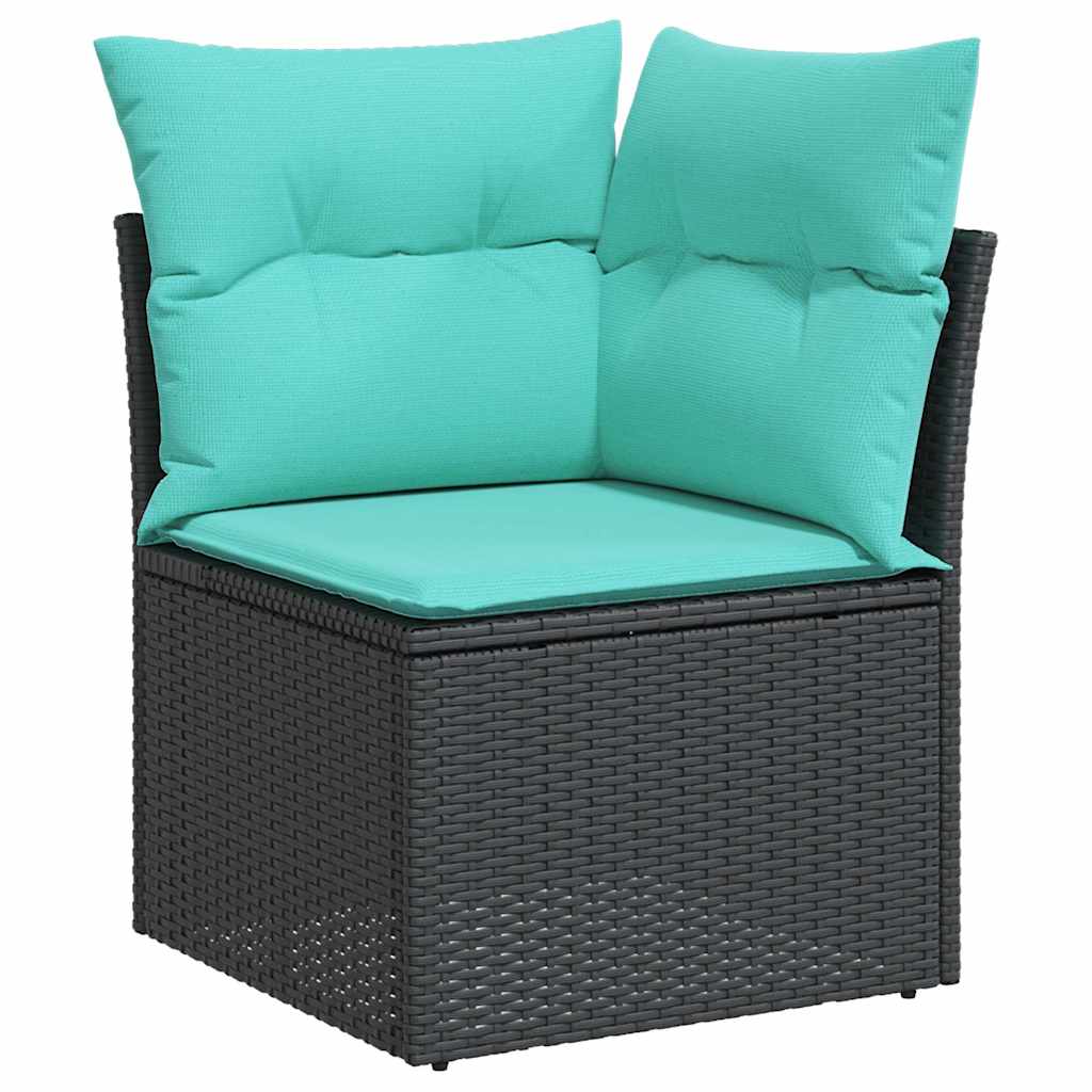 Salon de jardin avec coussins 7pcs marron résine tressée acacia