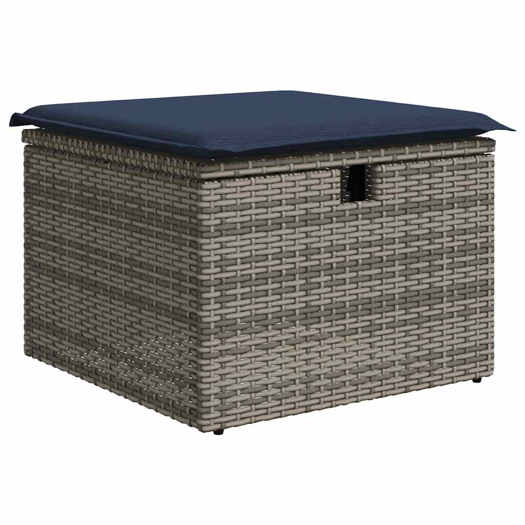 Salon de jardin 6 pcs avec coussins noir résine tressée acacia
