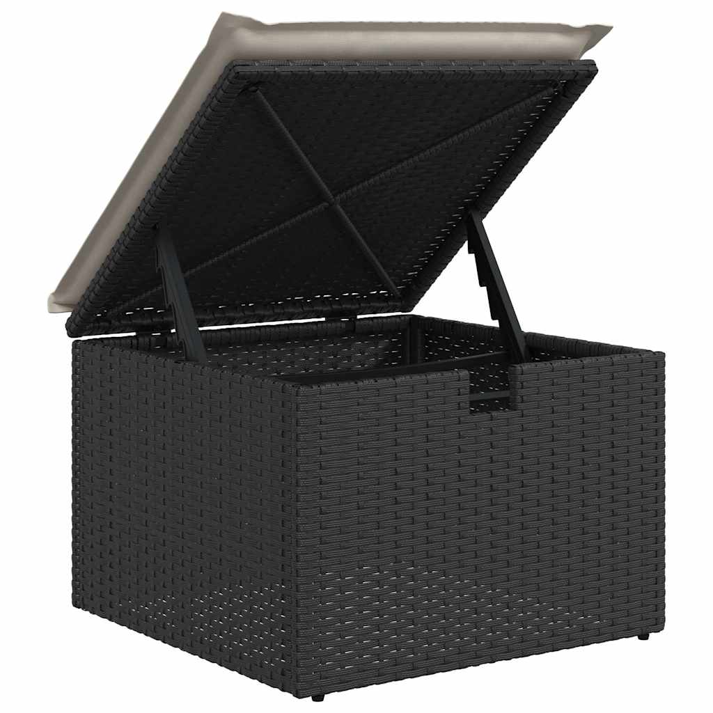 Salon de jardin avec coussins 9 pcs noir résine tressée acacia