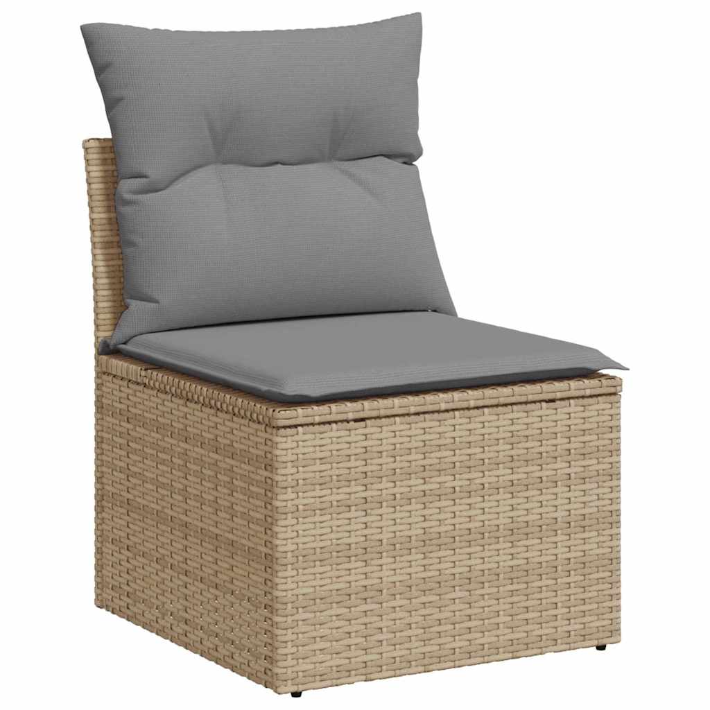 Salon de jardin avec coussins 9 pcs beige résine tressée acacia Salons de jardin vidaXL
