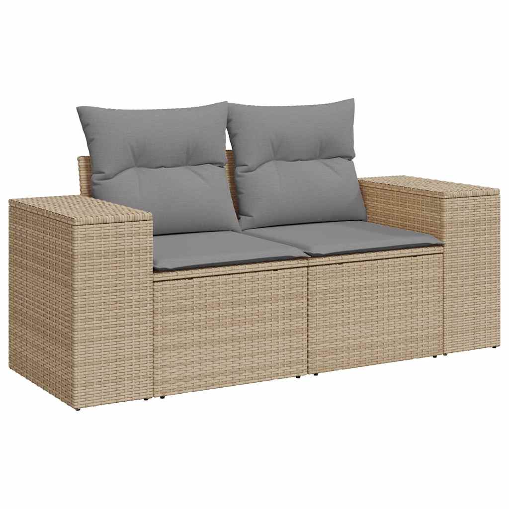 Salon de jardin avec coussins 9 pcs beige résine tressée acacia Salons de jardin vidaXL