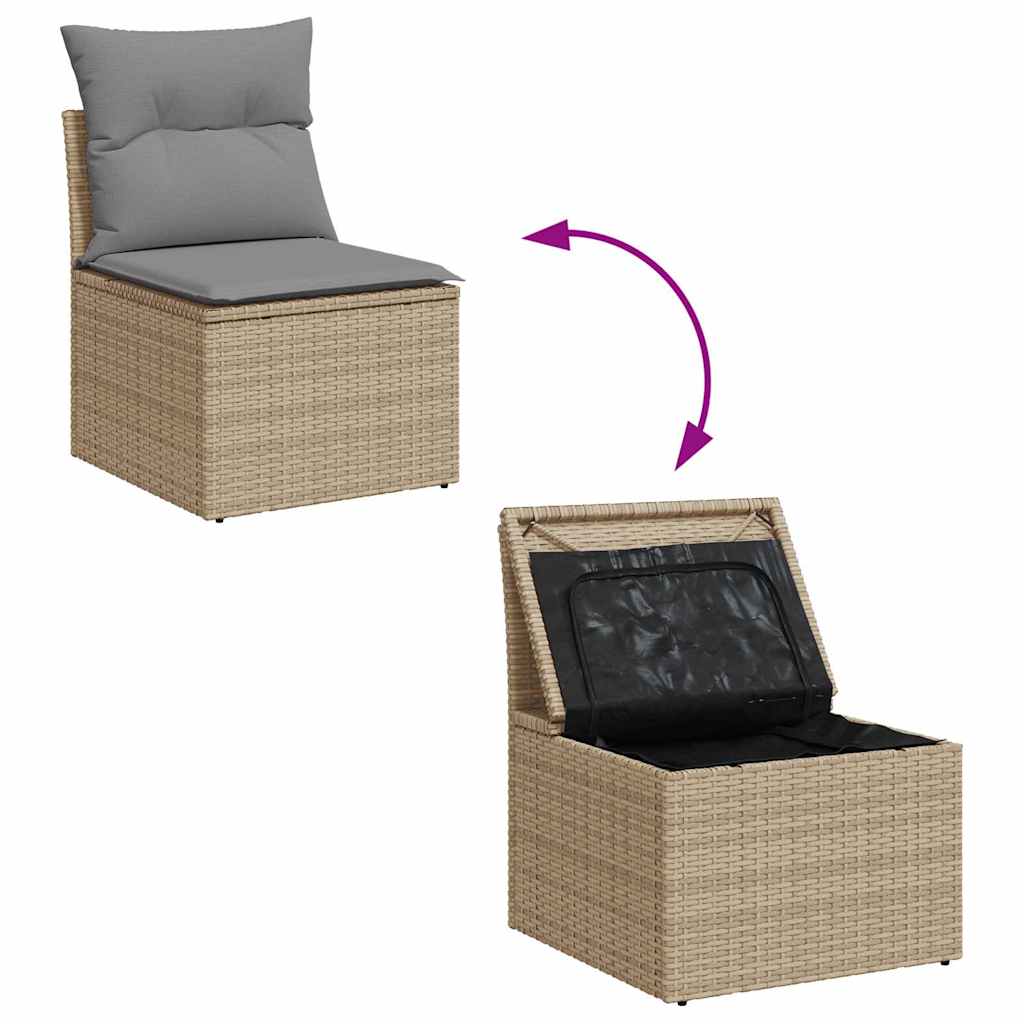 Salon de jardin avec coussins 9 pcs beige résine tressée acacia Salons de jardin vidaXL