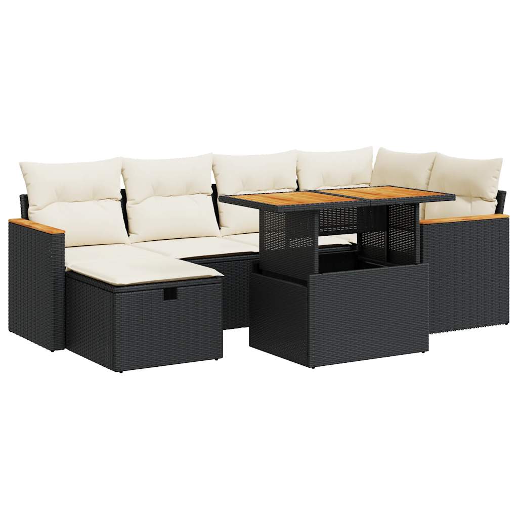 Salon de jardin 8 pcs avec coussins noir résine tressée Salons de jardin vidaXL