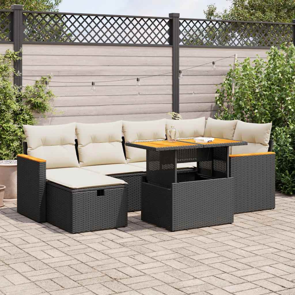Salon de jardin 8 pcs avec coussins noir résine tressée Salons de jardin vidaXL