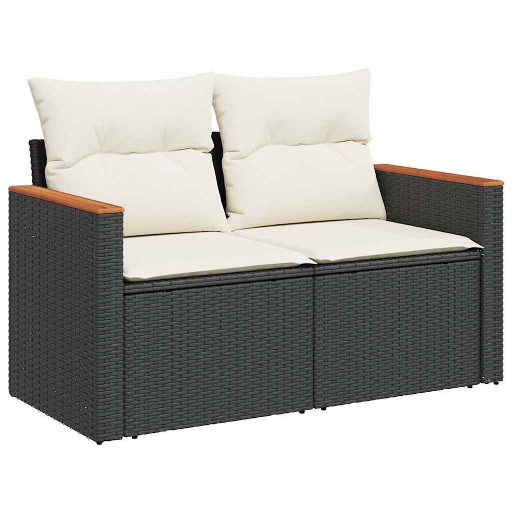 Salon de jardin 5 pcs avec coussins noir résine tressée Salons de jardin vidaXL