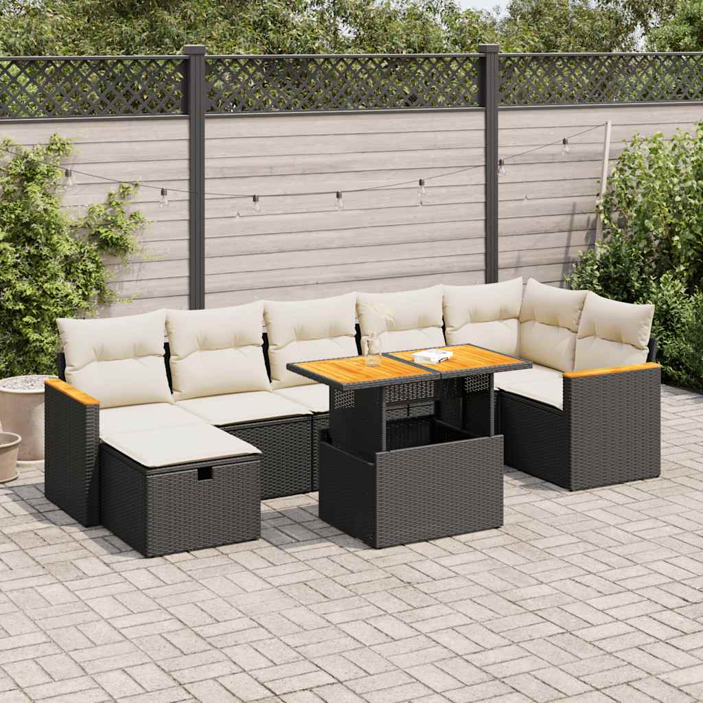 Salon de jardin 5 pcs avec coussins noir résine tressée Salons de jardin vidaXL
