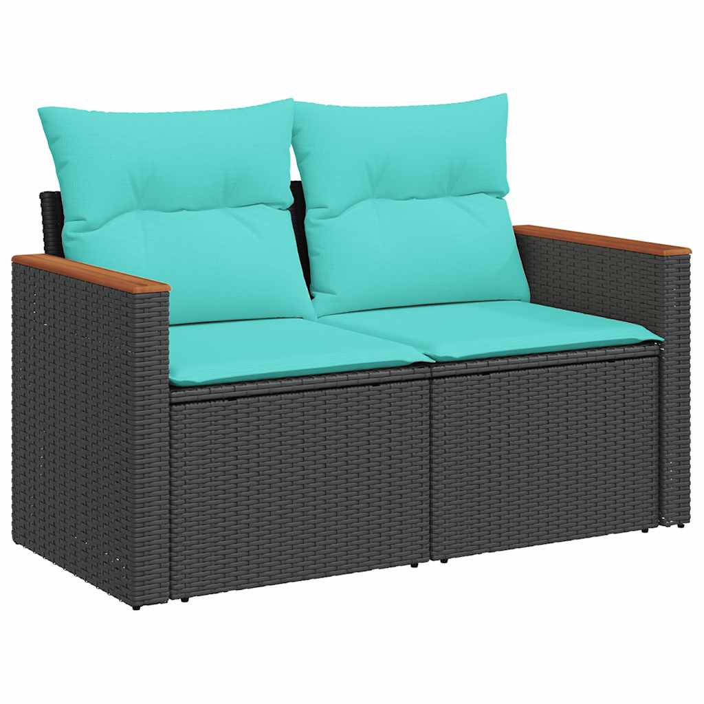 Salon de jardin avec coussins 8 pcs gris résine tressée acacia