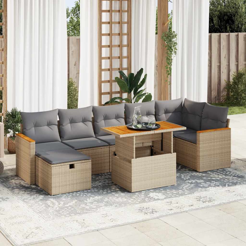 Salon de jardin avec coussins 5 pcs beige résine tressée Salons de jardin vidaXL