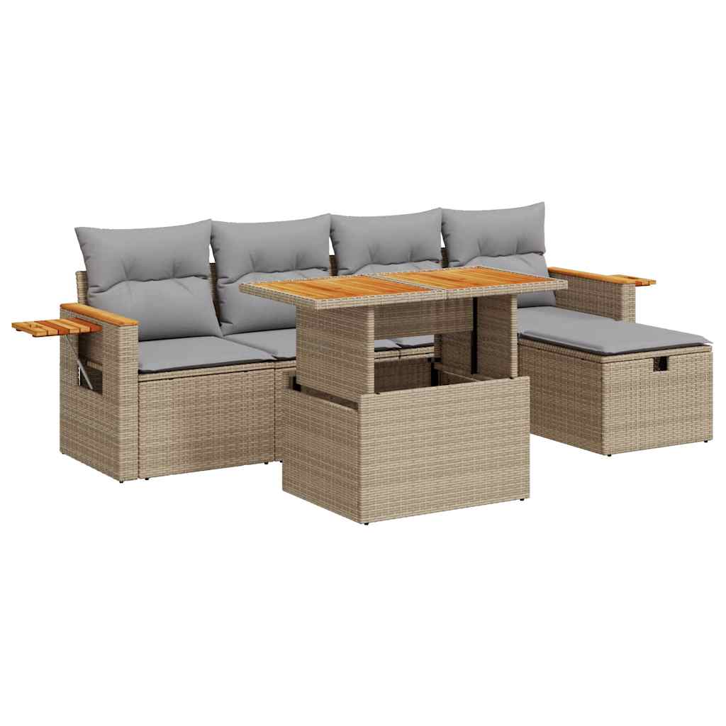Salon de jardin avec coussins 6 pcs beige résine tressée Salons de jardin vidaXL
