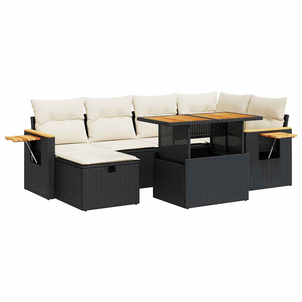 Salon de jardin 8 pcs avec coussins noir résine tressée Salons de jardin vidaXL