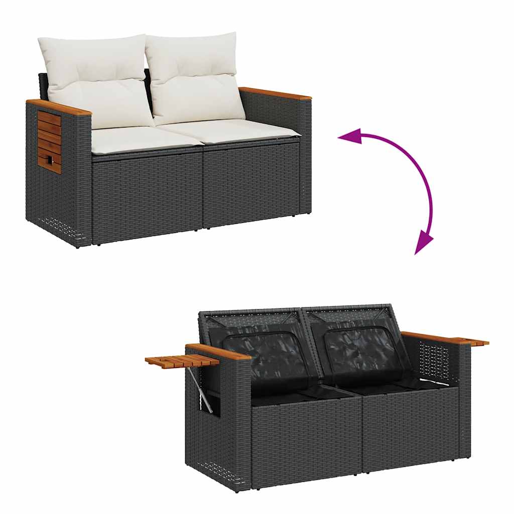 Salon de jardin 8 pcs avec coussins noir résine tressée Salons de jardin vidaXL