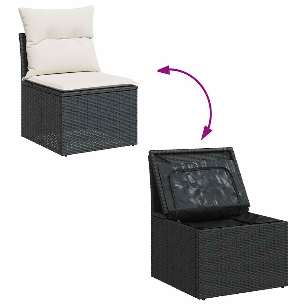 Salon de jardin 8 pcs avec coussins noir résine tressée Salons de jardin vidaXL