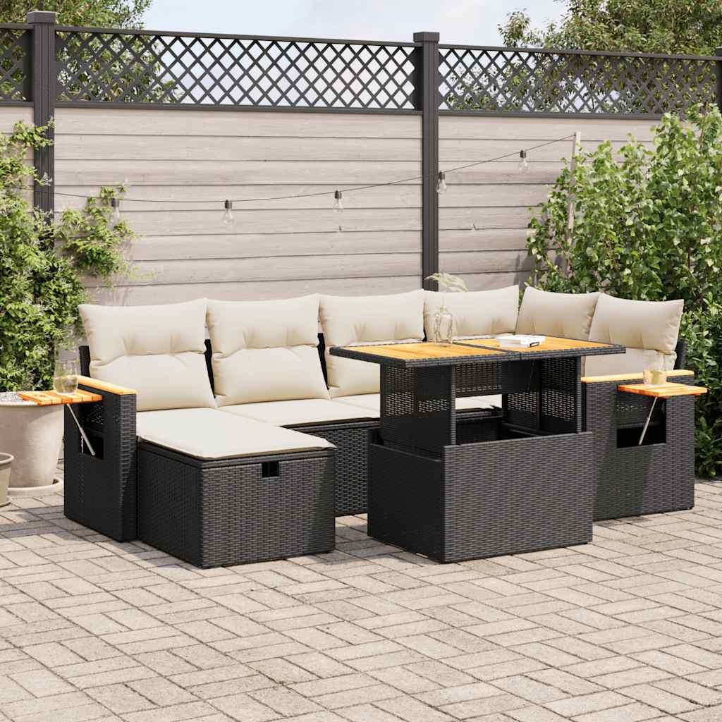 Salon de jardin 8 pcs avec coussins noir résine tressée Salons de jardin vidaXL