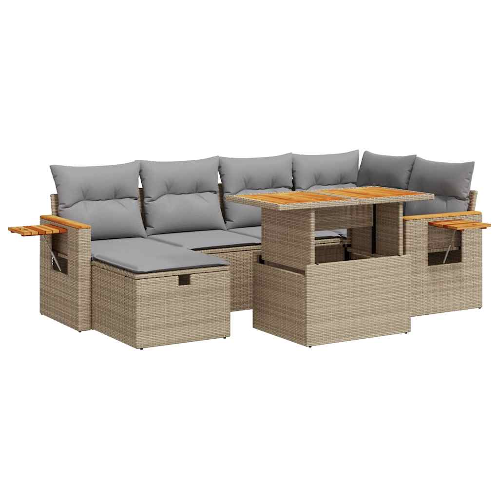 Salon de jardin avec coussins 8 pcs beige résine tressée Salons de jardin vidaXL