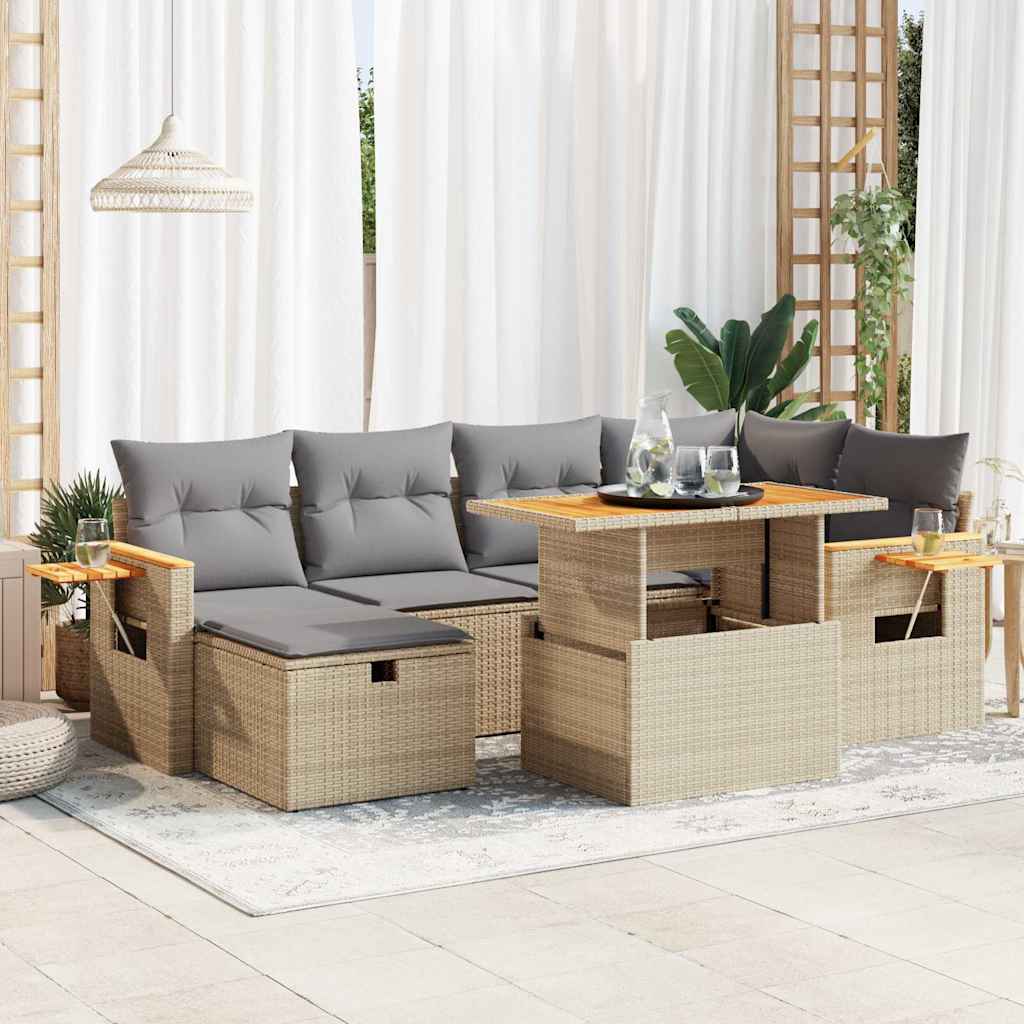 Salon de jardin avec coussins 8 pcs beige résine tressée Salons de jardin vidaXL