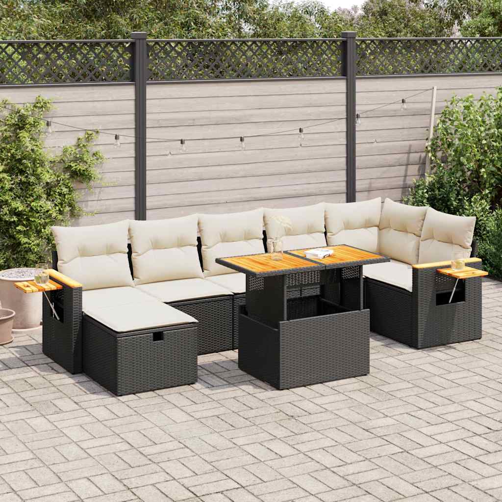 Salon de jardin 5 pcs avec coussins noir résine tressée Salons de jardin vidaXL
