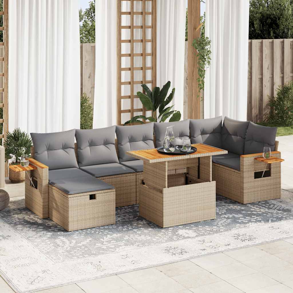 Salon de jardin avec coussins 5 pcs beige résine tressée Salons de jardin vidaXL