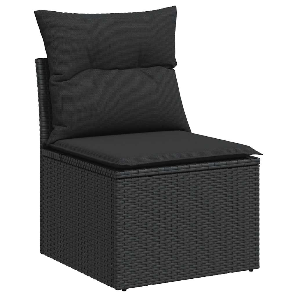 Salon de jardin 6 pcs avec coussins noir résine tressée Salons de jardin vidaXL