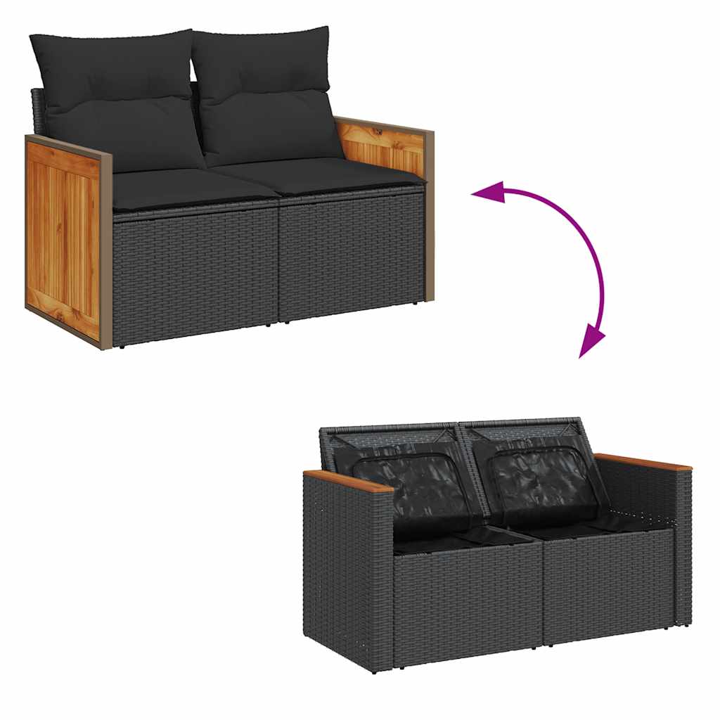 Salon de jardin 6 pcs avec coussins noir résine tressée Salons de jardin vidaXL