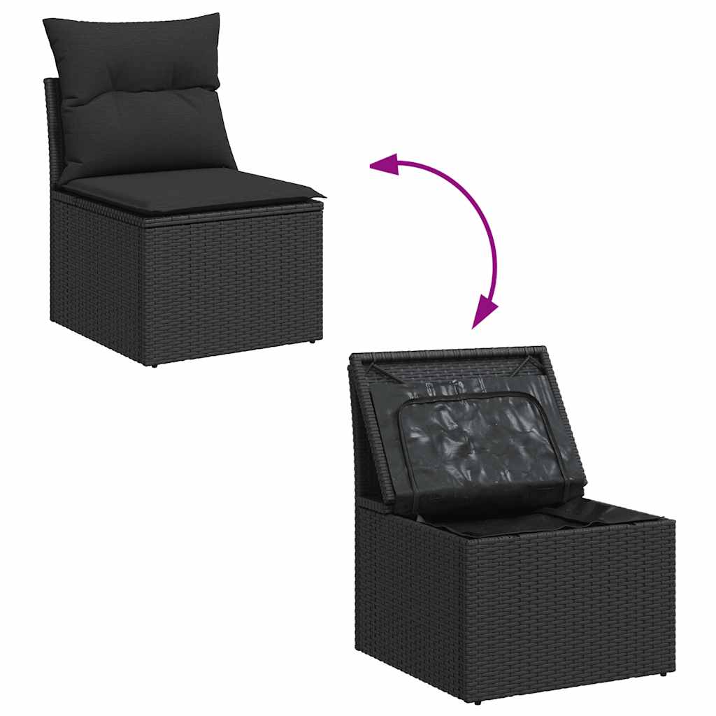Salon de jardin 6 pcs avec coussins noir résine tressée Salons de jardin vidaXL