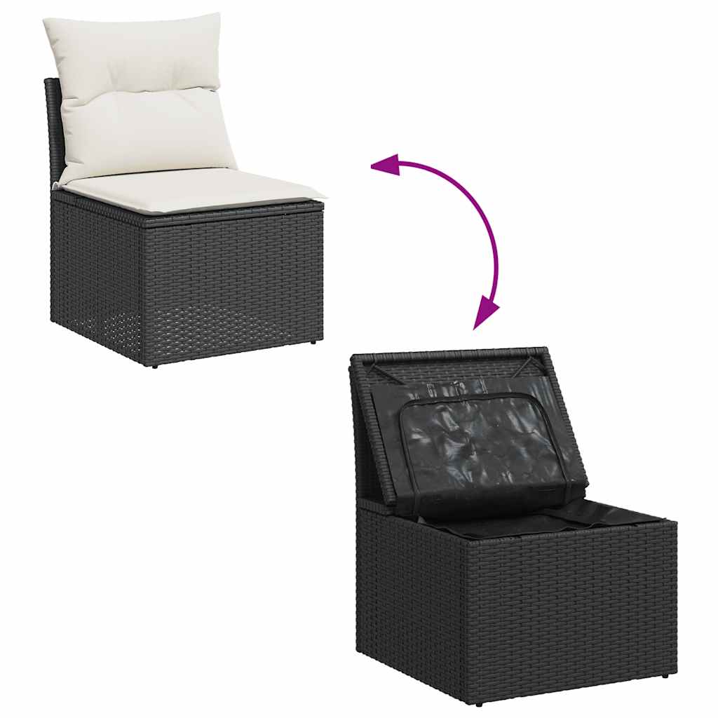 Salon de jardin 6 pcs avec coussins noir résine tressée Salons de jardin vidaXL