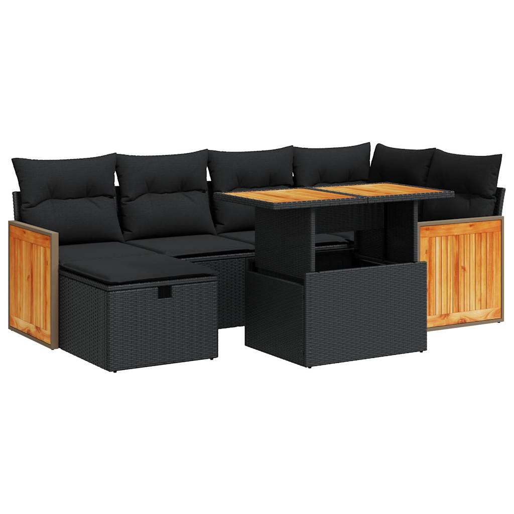 Salon de jardin 8 pcs avec coussins noir résine tressée Salons de jardin vidaXL