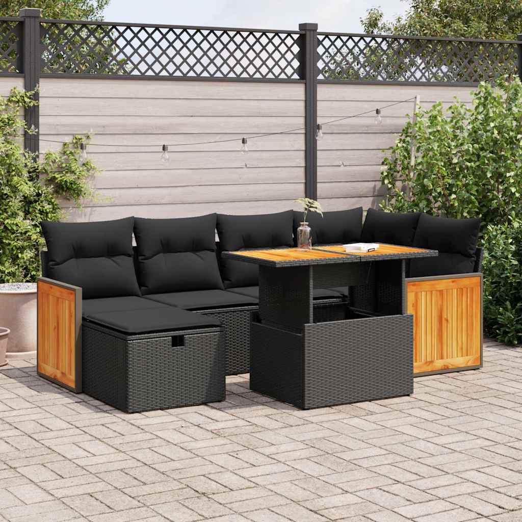 Salon de jardin 8 pcs avec coussins noir résine tressée Salons de jardin vidaXL
