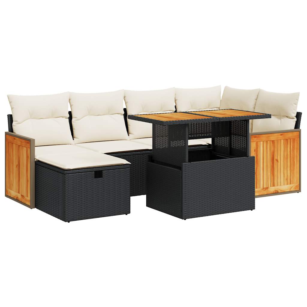 Salon de jardin 8 pcs avec coussins noir résine tressée Salons de jardin vidaXL