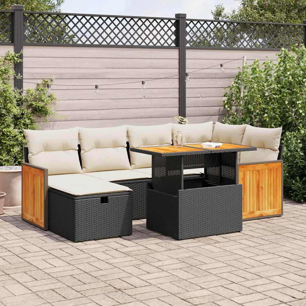 Salon de jardin 8 pcs avec coussins noir résine tressée Salons de jardin vidaXL