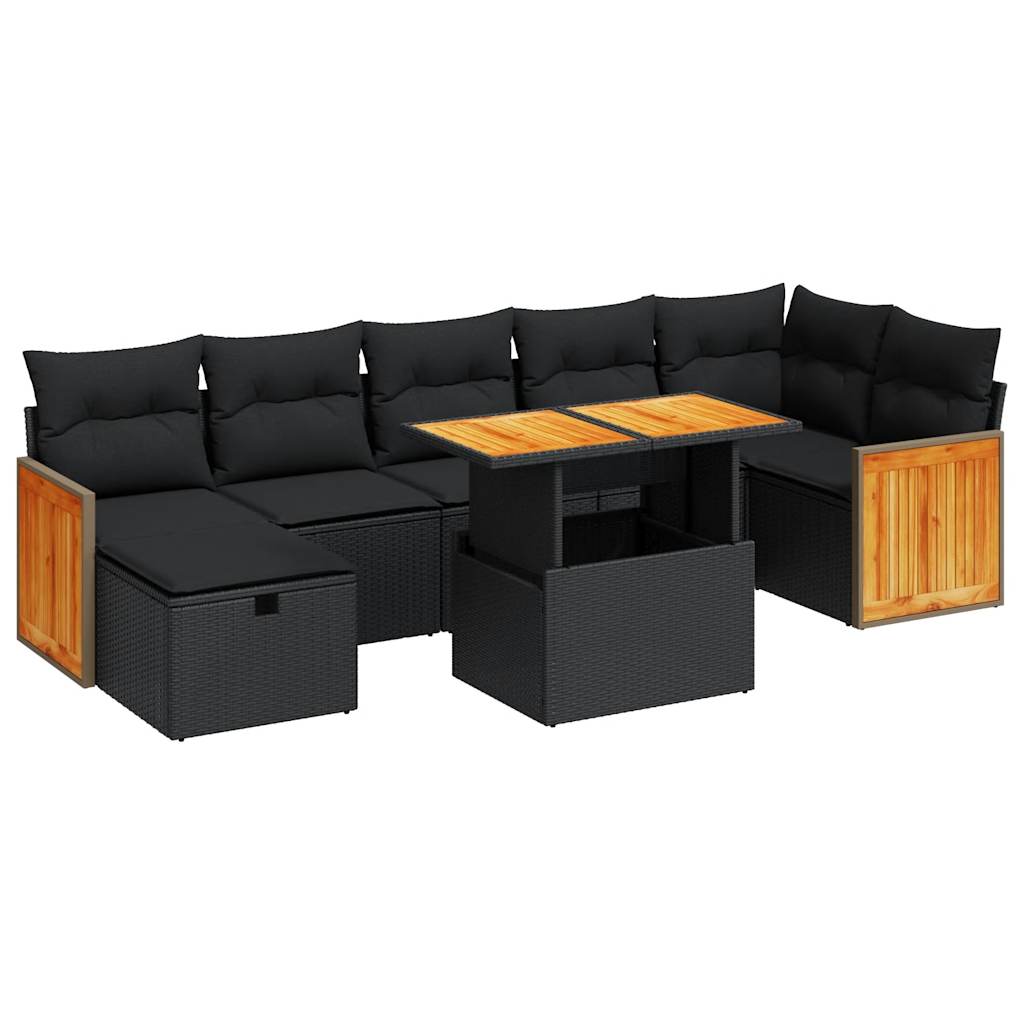 Salon de jardin 5 pcs avec coussins noir résine tressée Salons de jardin vidaXL