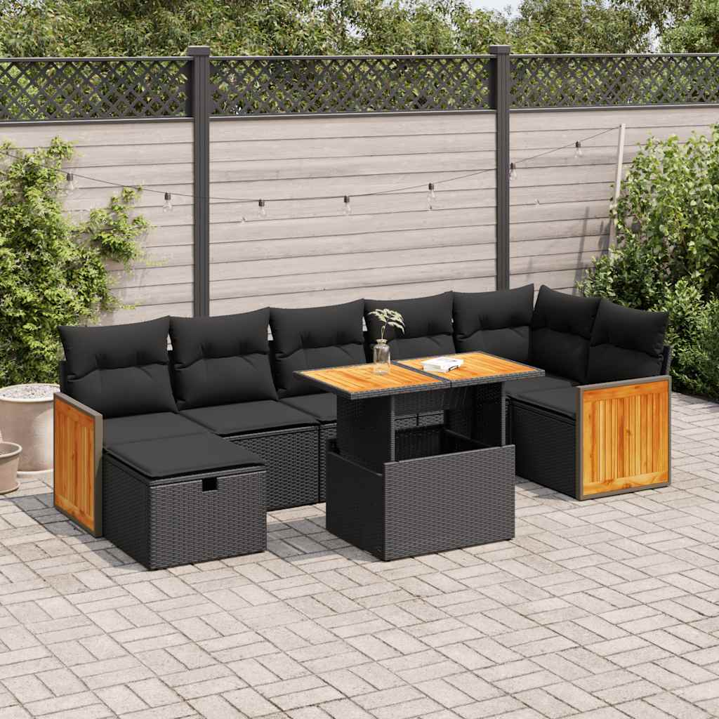 Salon de jardin 5 pcs avec coussins noir résine tressée Salons de jardin vidaXL