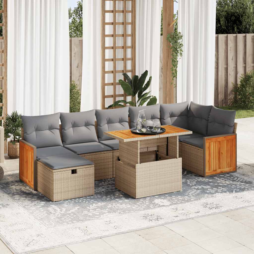 Salon de jardin avec coussins 5 pcs beige résine tressée Salons de jardin vidaXL