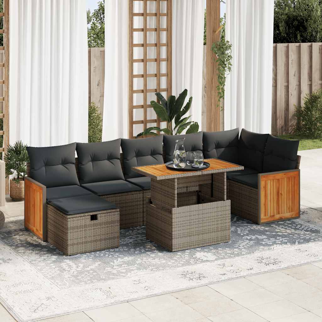 Salon de jardin 5 pcs avec coussins gris résine tressée Salons de jardin vidaXL
