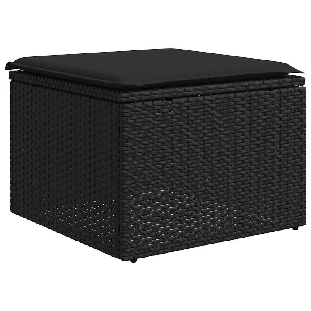 Salon de jardin avec coussins 2 pcs noir résine tressée acacia