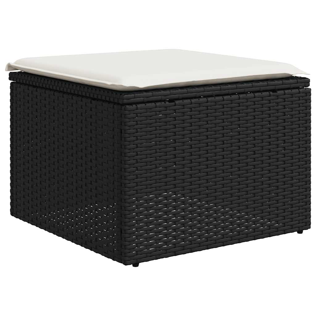 Salon de jardin avec coussins 2 pcs noir résine tressée acacia