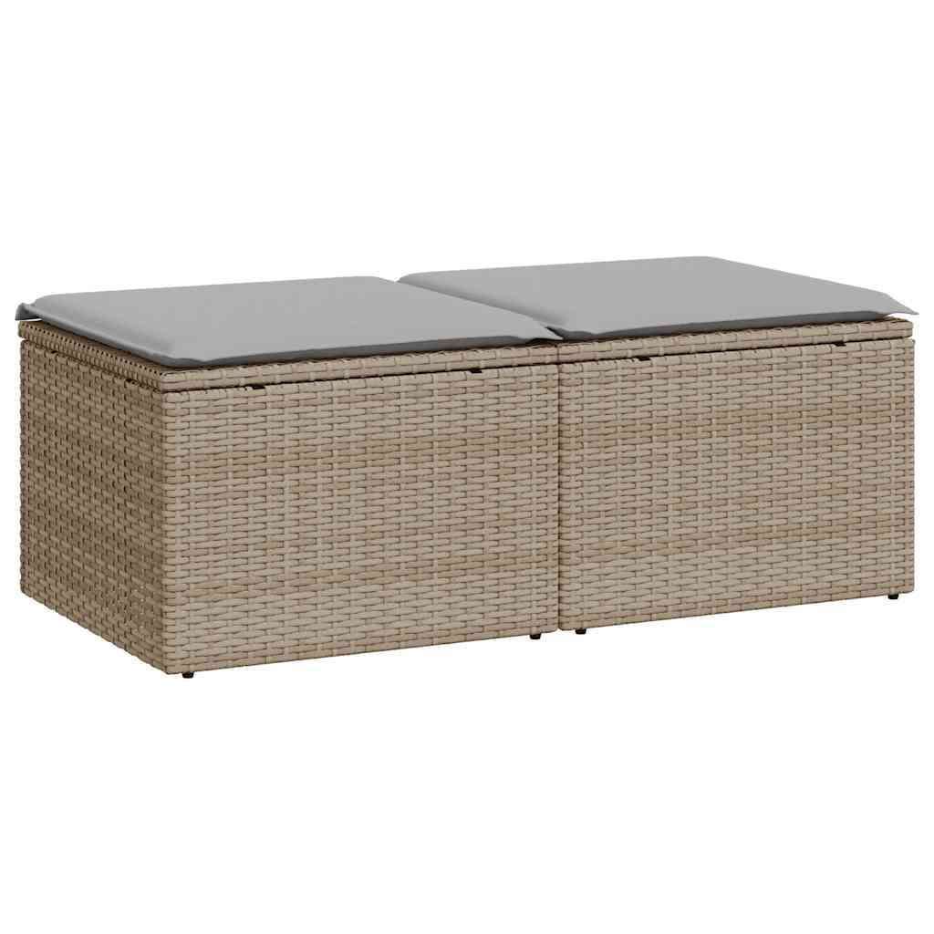 Salon de jardin avec coussins 2 pcs beige résine tressée acacia Salons de jardin vidaXL