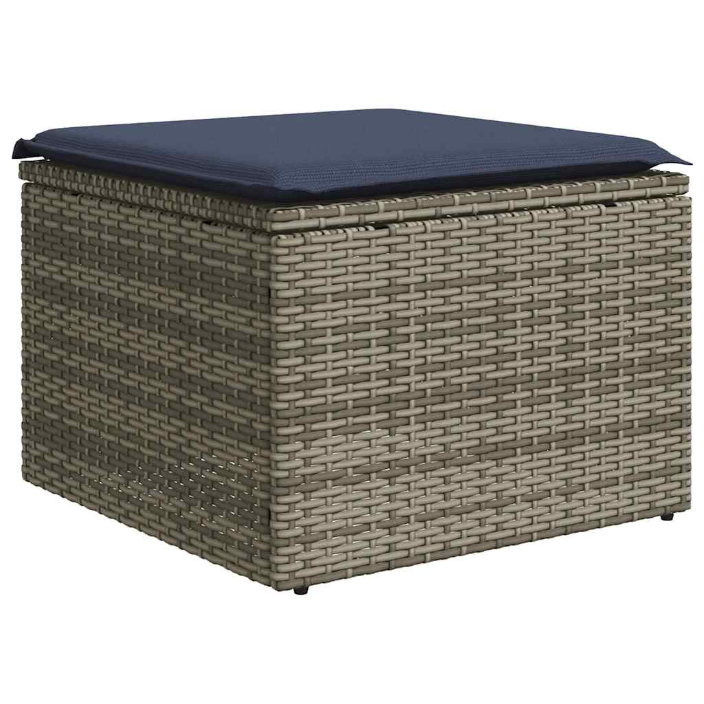 Salon de jardin 2 pcs avec coussins gris résine tressée acacia