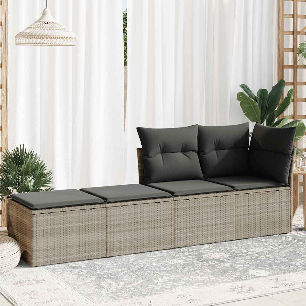 Salon de jardin 2 pcs avec coussins gris clair polyrotin acacia