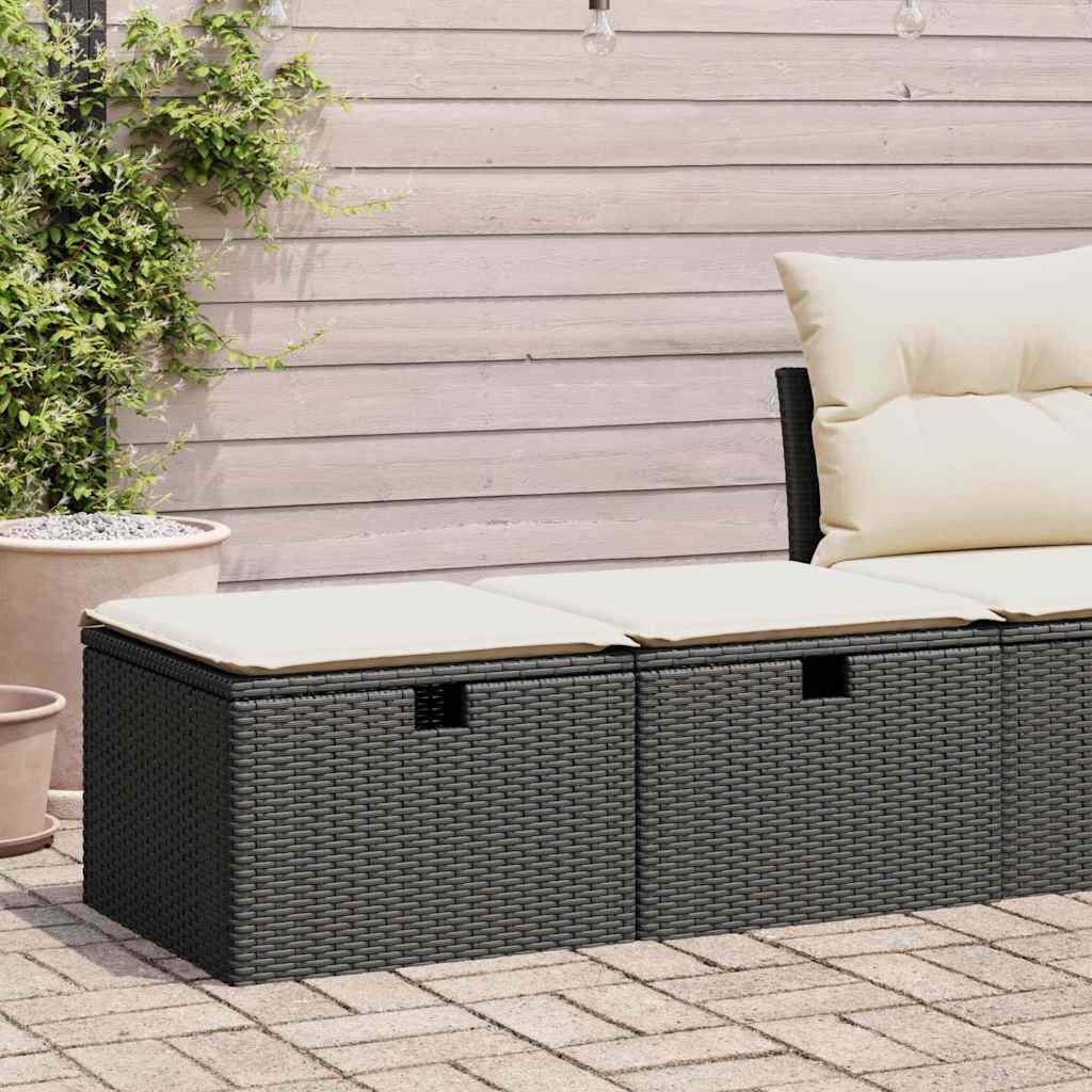 Salon de jardin avec coussins 2 pcs noir résine tressée acacia Salons de jardin vidaXL